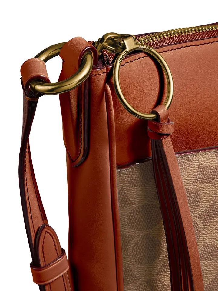 Coach Coated Canvas Signature Chaise Crossbody Tan Rust