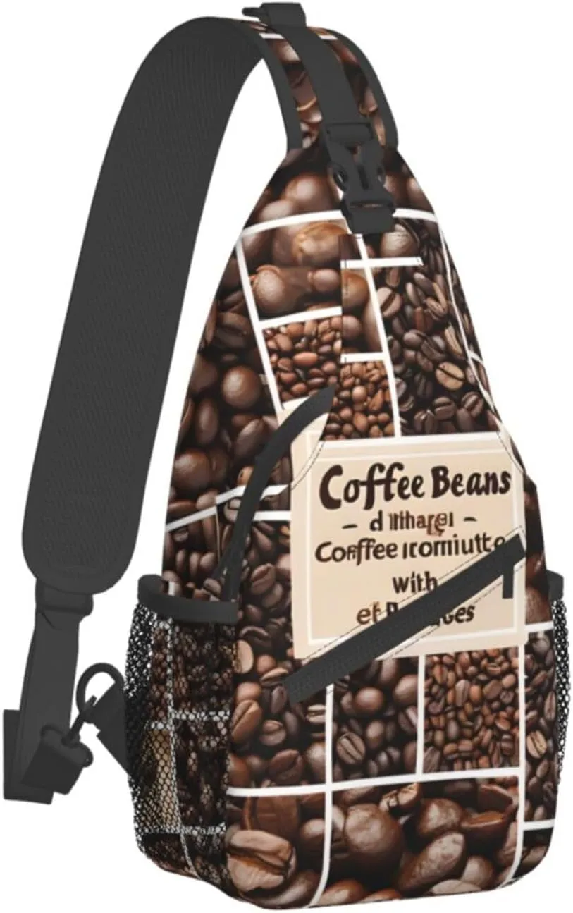 (Coffee Collage) Crossbody Bag Men Lightweight Chest Backpack For Hiking Cycling Traveling Running