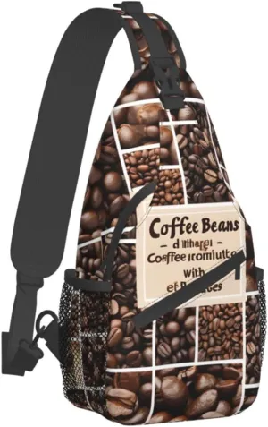 (Coffee Collage) Crossbody Bag Men Lightweight Chest Backpack For Hiking Cycling Traveling Running