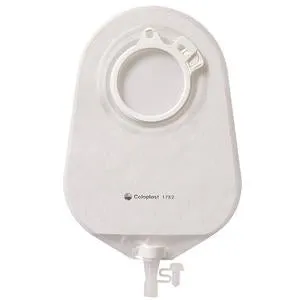 Coloplast 1759 Assura Standard (10") Transparent Urostomy Pouch. Stoma size (1/2)" - 2(1/4)" Blue, Box of 10 pouches and 5 adaptors