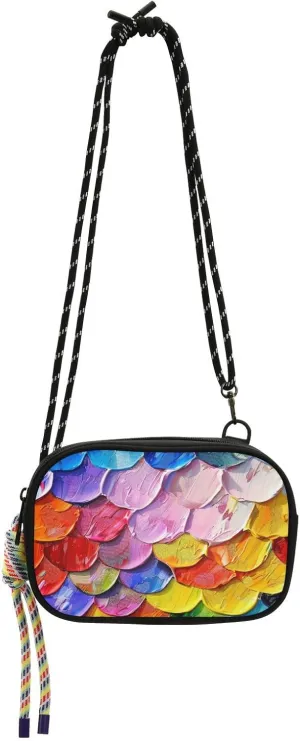 Colorful Oil Painting Of Fish Scales Side Bag Crossbody for Men Fashion with Credit Card Slots Casual Phone Chest Bag Go shopping bolso manos libres para mujer