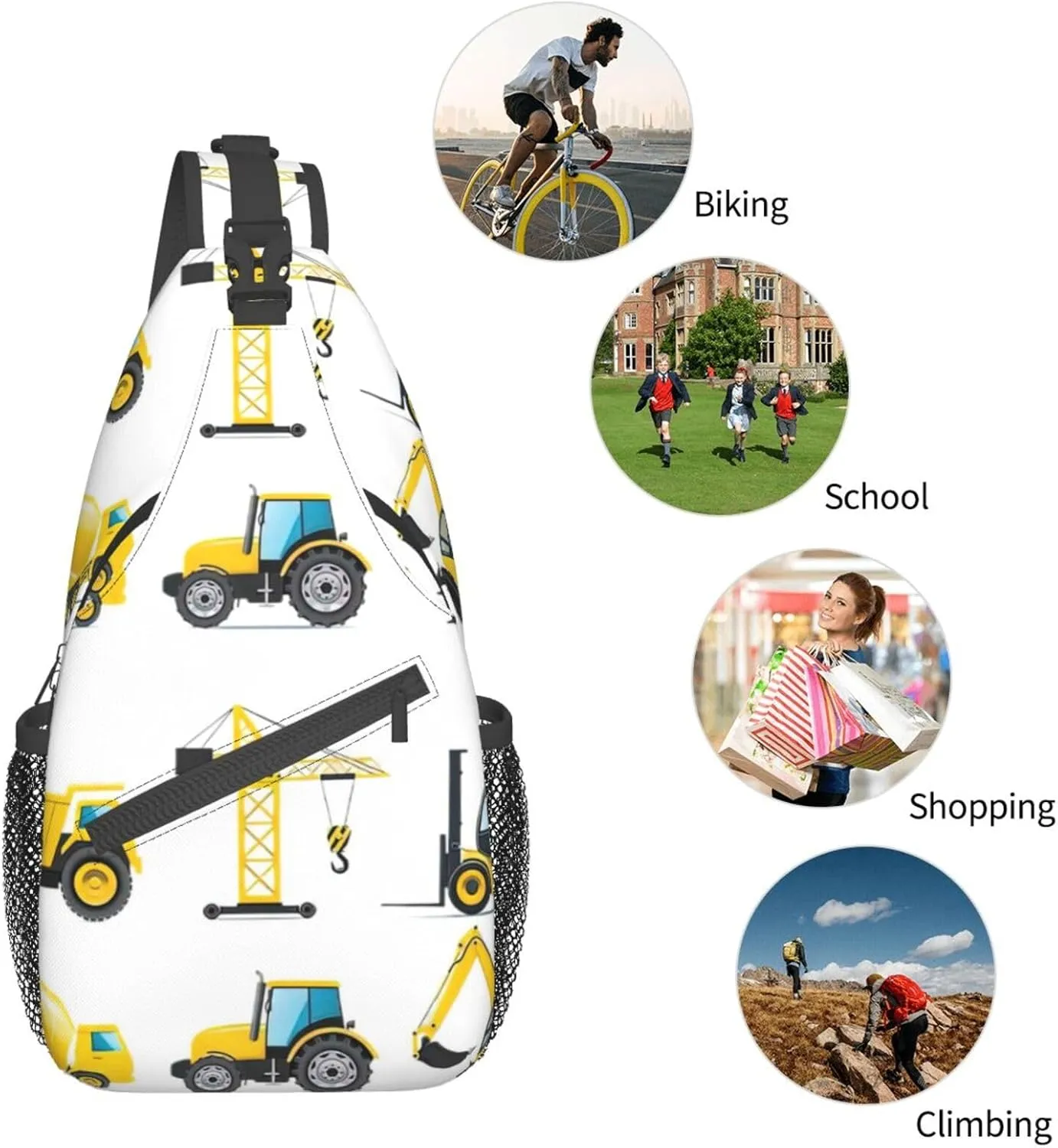 Colorful Star 1 Printed Canvas Sling Bag Crossbody Backpack, Hiking Daypack Chest Bag For Women Men