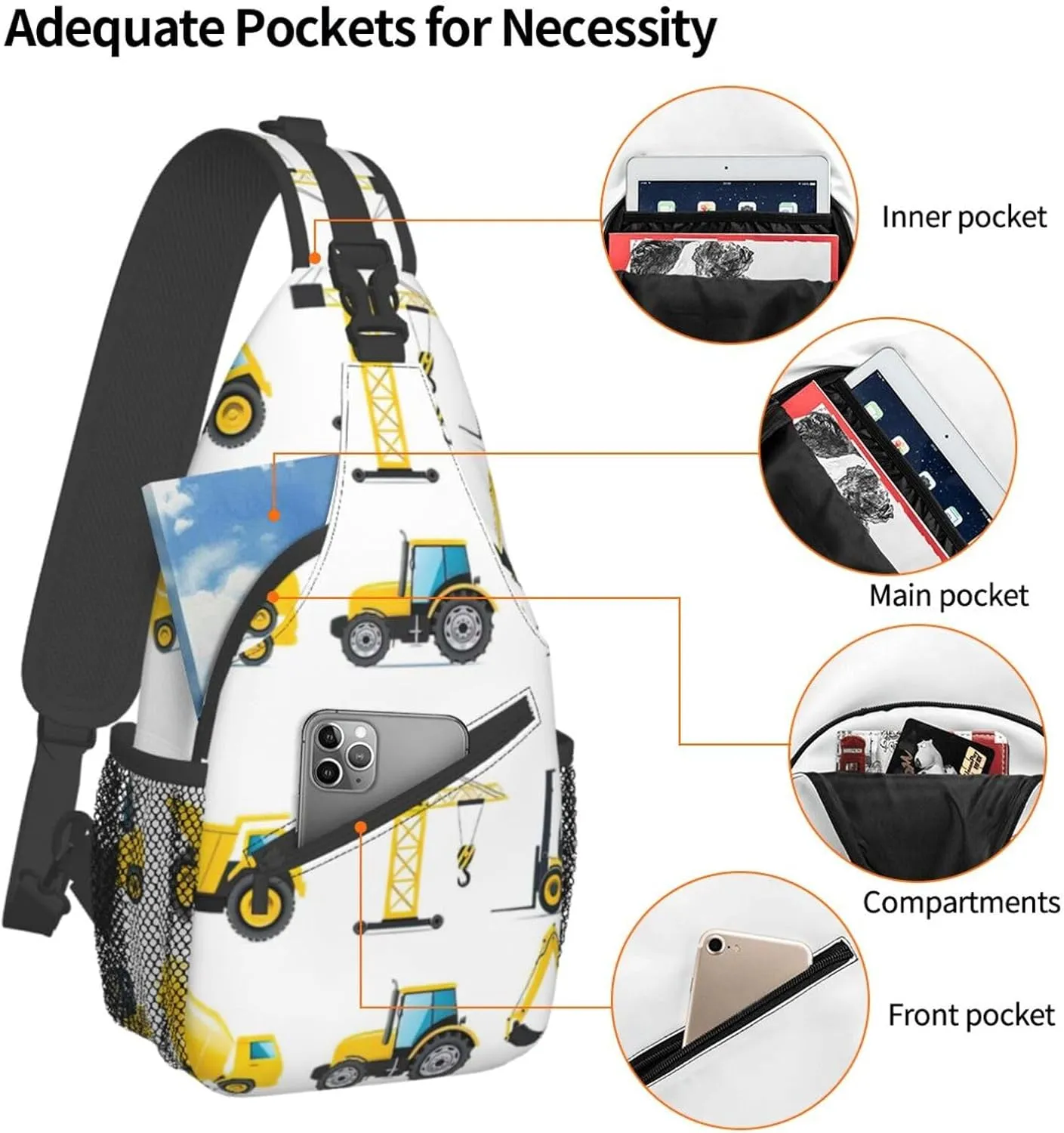Colorful Star 1 Printed Canvas Sling Bag Crossbody Backpack, Hiking Daypack Chest Bag For Women Men