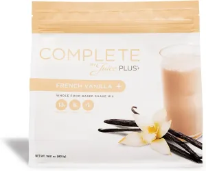 Complete by JuicePlus  Single Serve French Vanilla Shakes - Plant-Based Nutrition - Whole Food Based Shake Powder with Protein, Fiber & Prebiotics - 30 Servings (2 Pouches, 15 Servings Each)