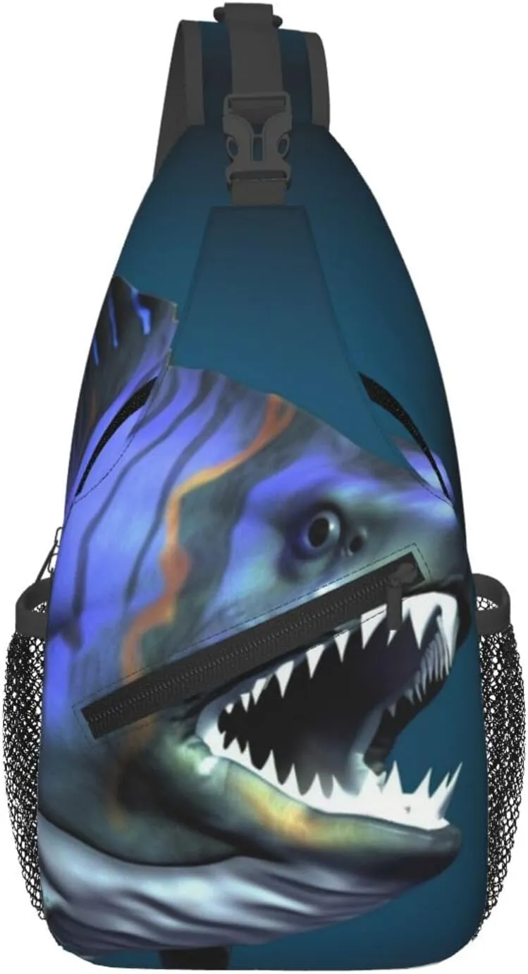 Cool Fish Crossbody Bags for Men Women Fashion Sling Backpack Casual Chest Bag Travel Hiking Daypack