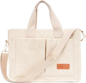 Corduroy Crossbody Bag for Women Tote Bag with Pockets Square Shoulder Bag Everyday Handbags for Work Travel