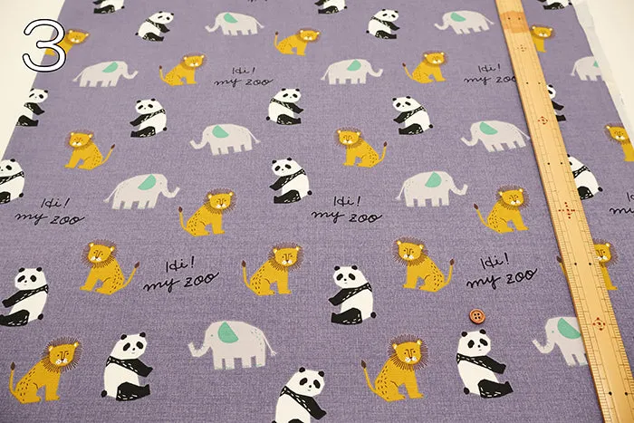 Cotton Oxford Fabric - Hi! My Zoo Animal Toy Face