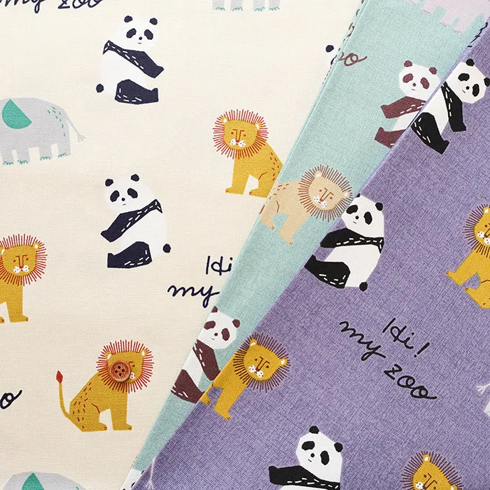 Cotton Oxford Fabric - Hi! My Zoo Animal Toy Face