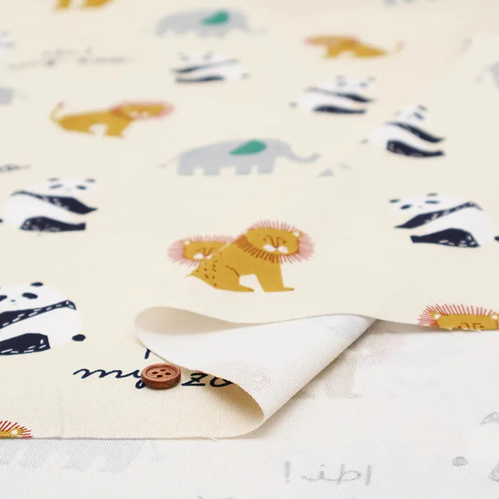 Cotton Oxford Fabric - Hi! My Zoo Animal Toy Face