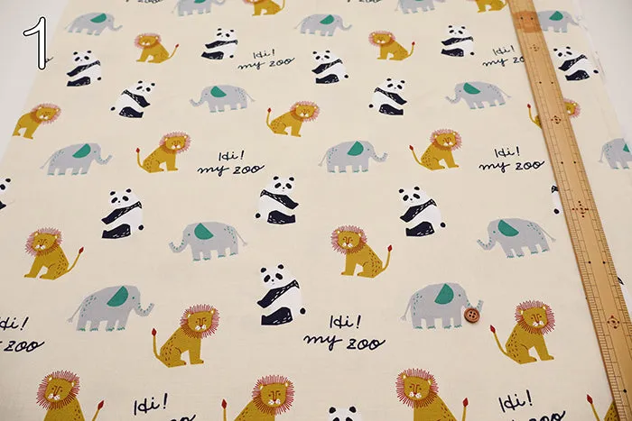 Cotton Oxford Fabric - Hi! My Zoo Animal Toy Face