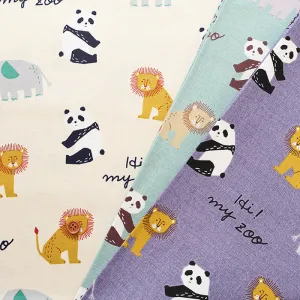 Cotton Oxford Fabric - Hi! My Zoo Animal Toy Face