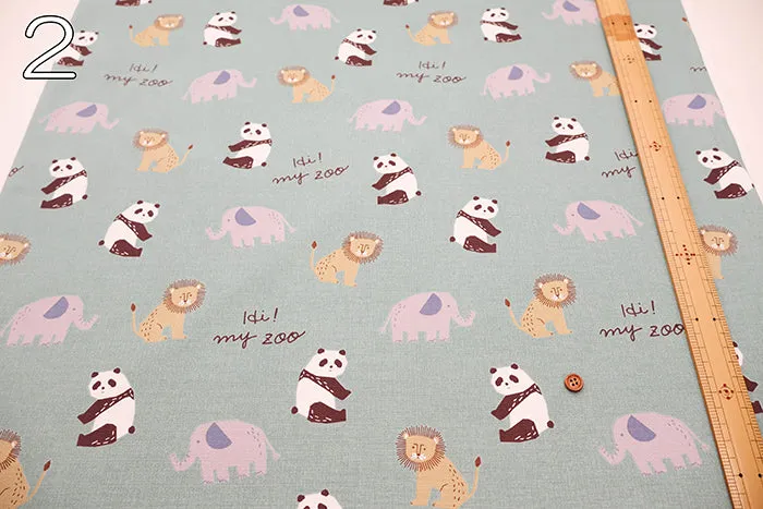 Cotton Oxford Fabric - Hi! My Zoo Animal Toy Face