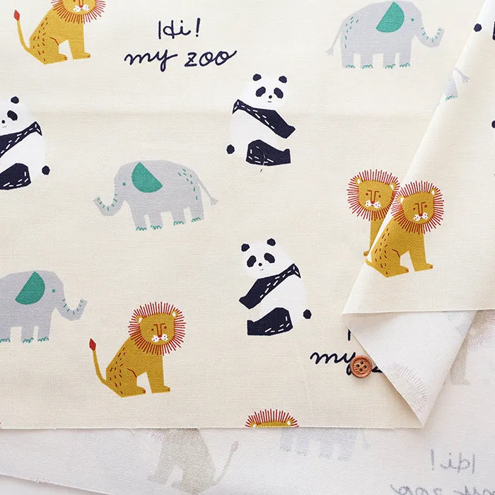 Cotton Oxford Fabric - Hi! My Zoo Animal Toy Face