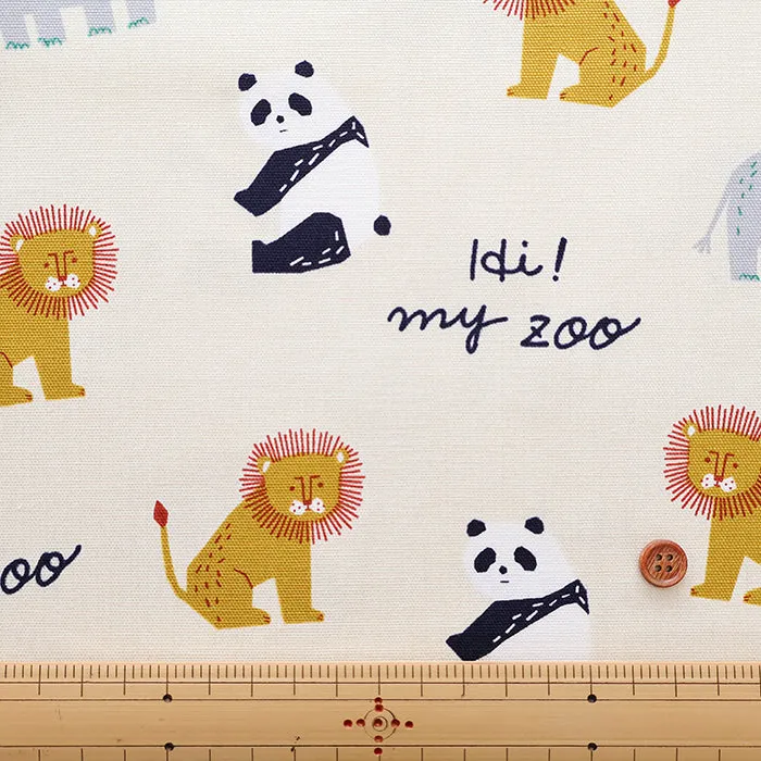 Cotton Oxford Fabric - Hi! My Zoo Animal Toy Face