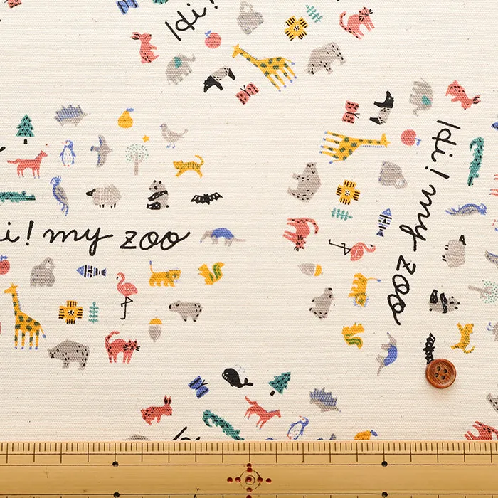 Cotton Oxford Fabric - Hi! my zoo my zoo Circle Animal