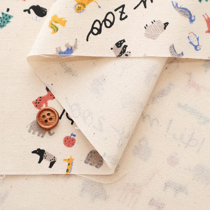 Cotton Oxford Fabric - Hi! my zoo my zoo Circle Animal