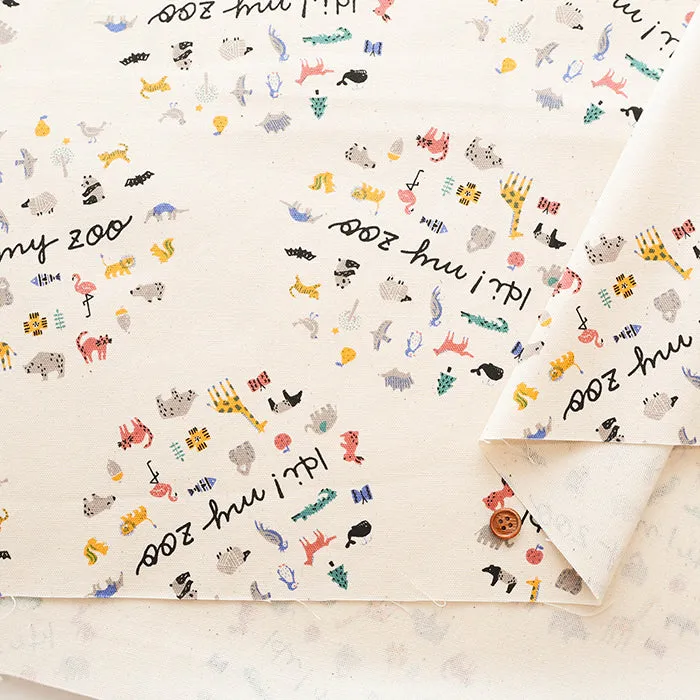 Cotton Oxford Fabric - Hi! my zoo my zoo Circle Animal