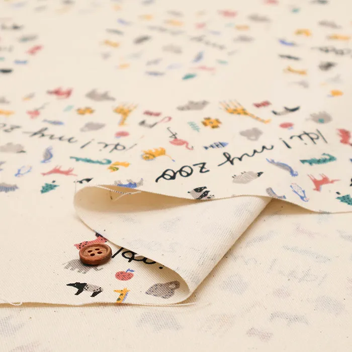 Cotton Oxford Fabric - Hi! my zoo my zoo Circle Animal
