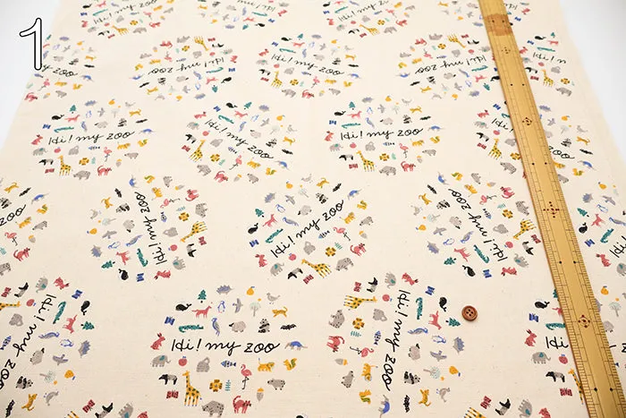 Cotton Oxford Fabric - Hi! my zoo my zoo Circle Animal