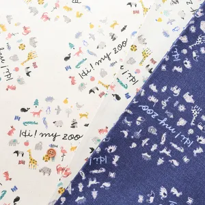Cotton Oxford Fabric - Hi! my zoo my zoo Circle Animal
