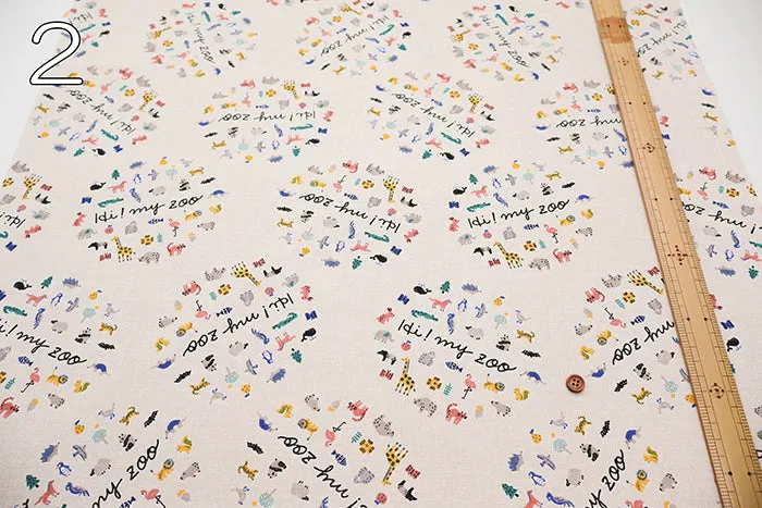 Cotton Oxford Fabric - Hi! my zoo my zoo Circle Animal