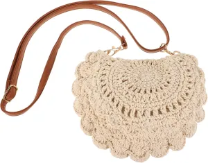 Cotton Woven Bag Women's Handmade Shoulder Bag Crossbody Purse for Women Hollow Pattern Multi-use Holiday