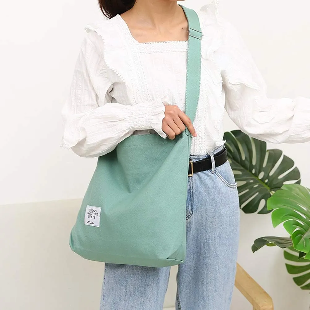 Covelin Women's Retro Large Size Canvas Shoulder Bag Hobo Crossbody Handbag Casual Tote