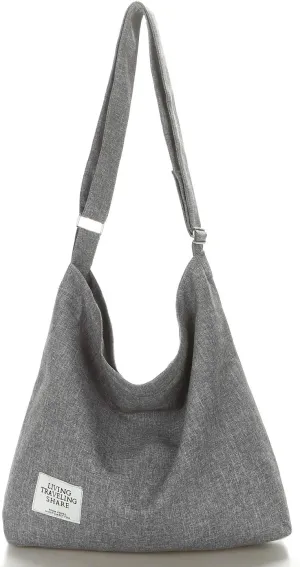 Covelin Women's Retro Large Size Canvas Shoulder Bag Hobo Crossbody Handbag Casual Tote