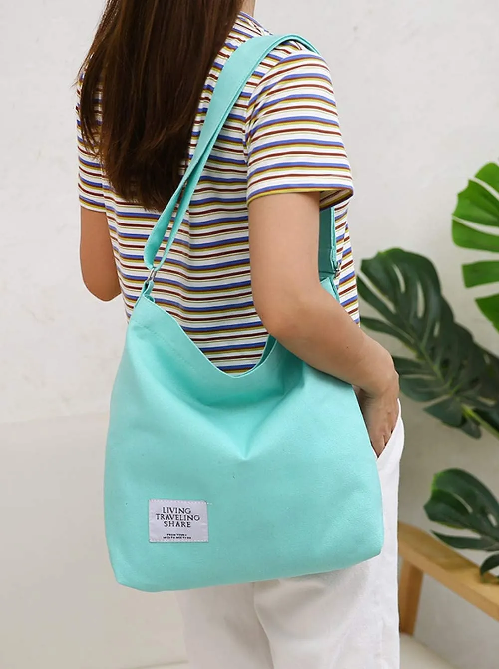 Covelin Women's Retro Large Size Canvas Shoulder Bag Hobo Crossbody Handbag Casual Tote