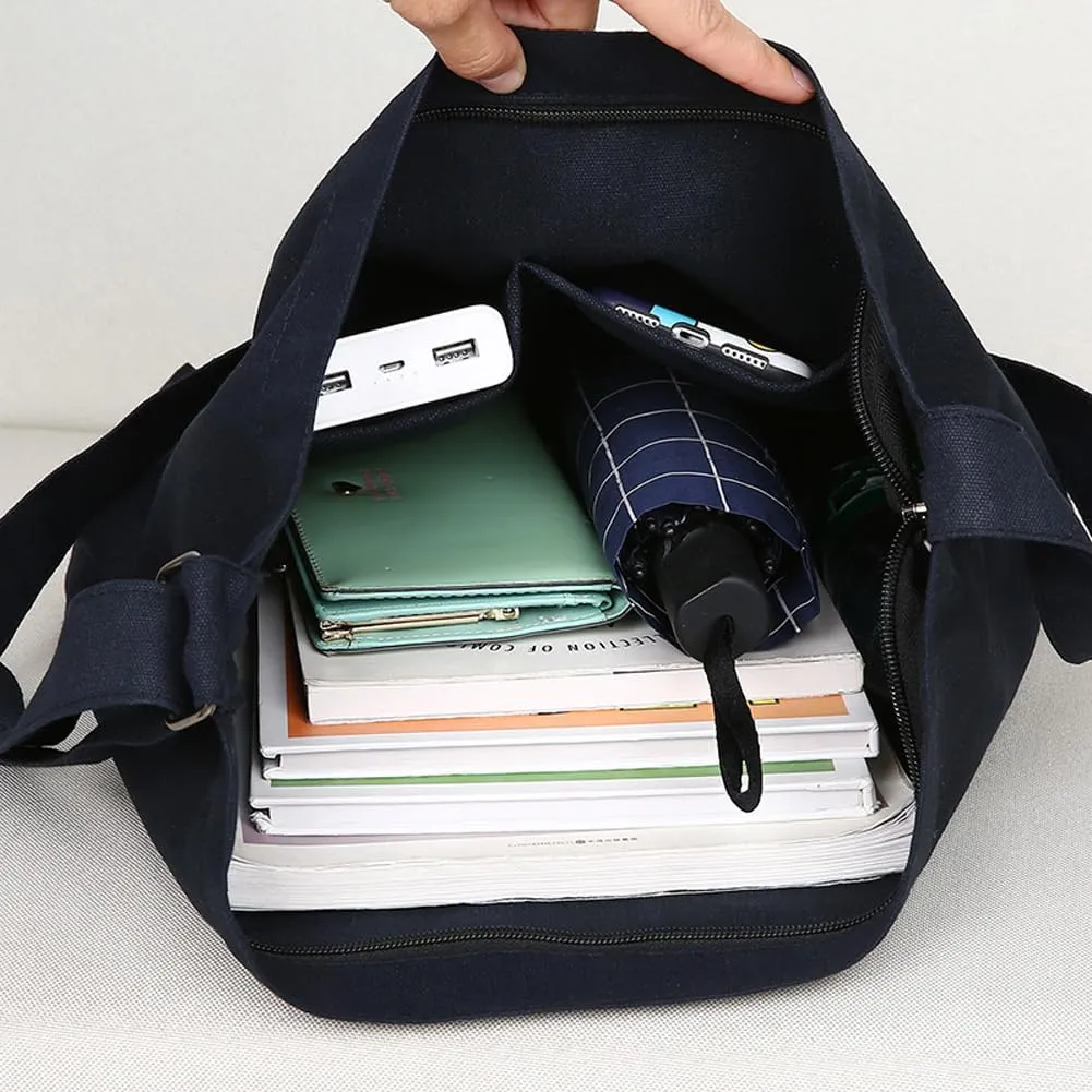 Covelin Women's Retro Large Size Canvas Shoulder Bag Hobo Crossbody Handbag Casual Tote