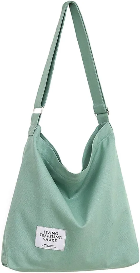 Covelin Women's Retro Large Size Canvas Shoulder Bag Hobo Crossbody Handbag Casual Tote