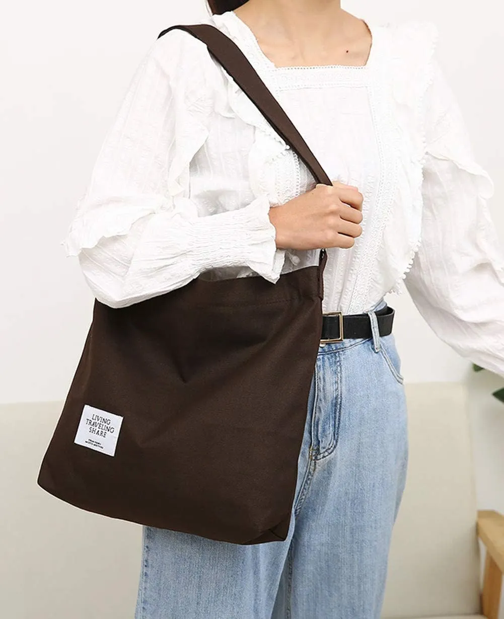 Covelin Women's Retro Large Size Canvas Shoulder Bag Hobo Crossbody Handbag Casual Tote