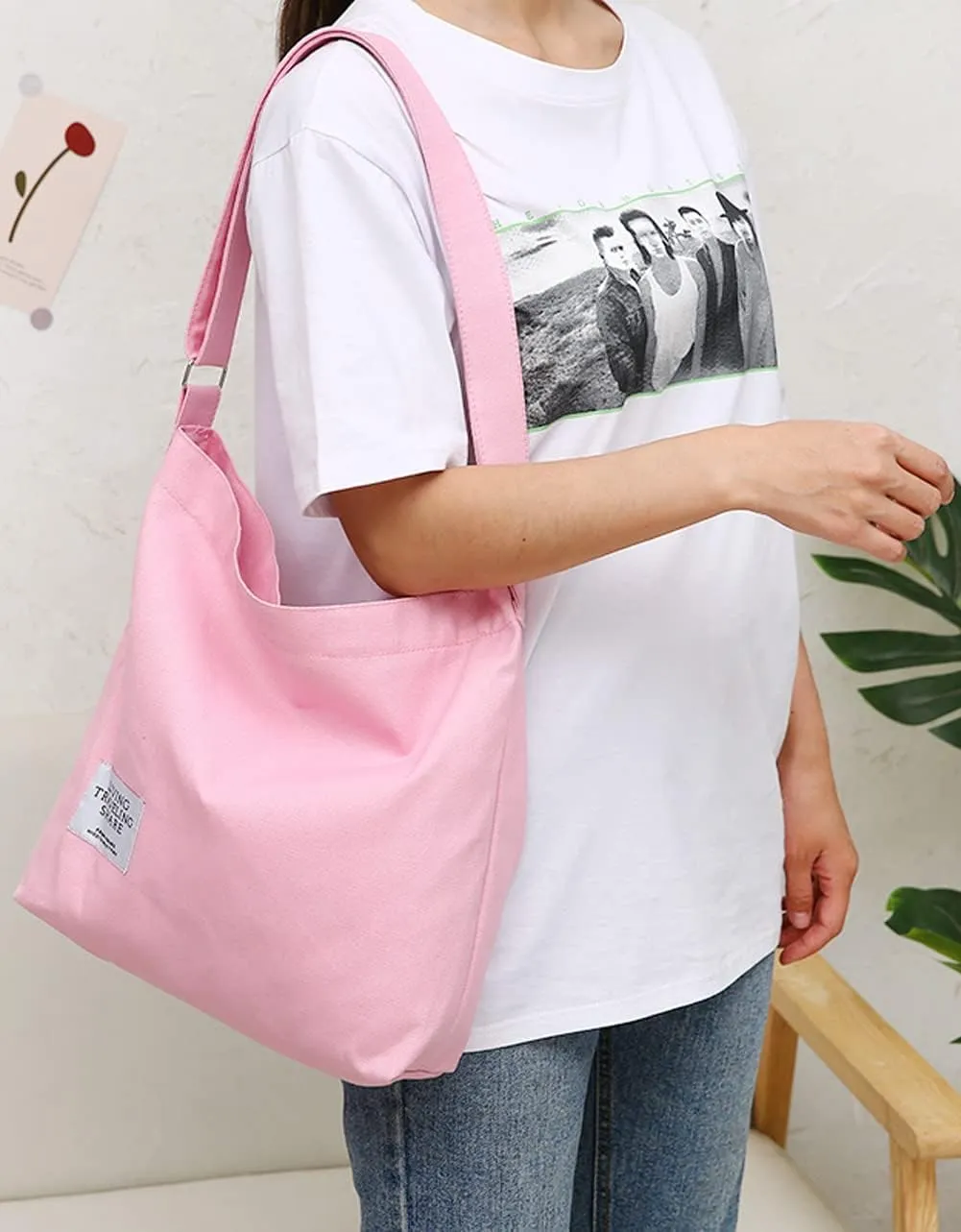 Covelin Women's Retro Large Size Canvas Shoulder Bag Hobo Crossbody Handbag Casual Tote