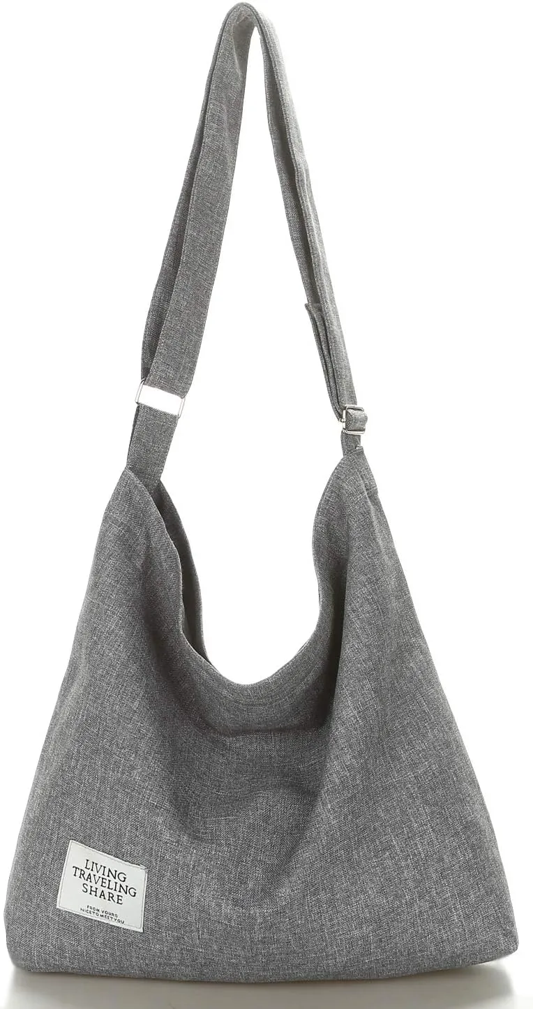 Covelin Women's Retro Large Size Canvas Shoulder Bag Hobo Crossbody Handbag Casual Tote