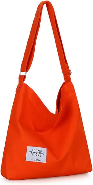 Covelin Women's Retro Large Size Canvas Shoulder Bag Hobo Crossbody Handbag Casual Tote
