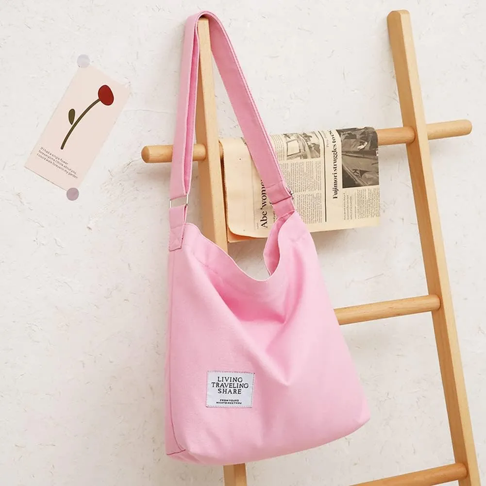 Covelin Women's Retro Large Size Canvas Shoulder Bag Hobo Crossbody Handbag Casual Tote