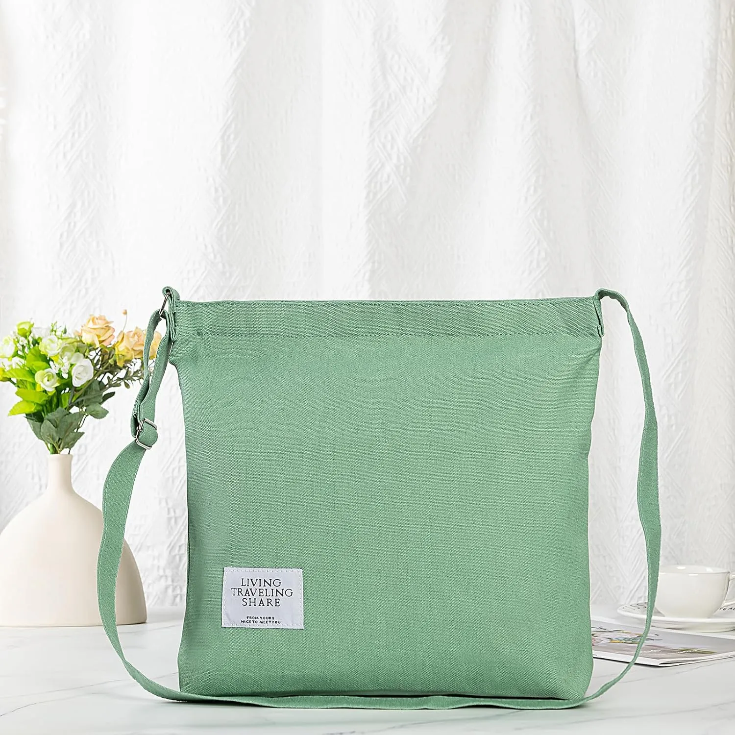 Covelin Women's Retro Large Size Canvas Shoulder Bag Hobo Crossbody Handbag Casual Tote