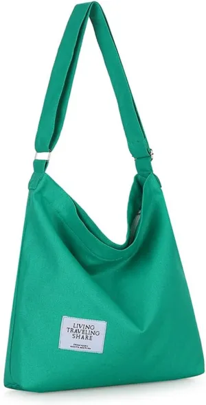 Covelin Women's Retro Large Size Canvas Shoulder Bag Hobo Crossbody Handbag Casual Tote
