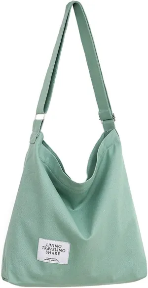 Covelin Women's Retro Large Size Canvas Shoulder Bag Hobo Crossbody Handbag Casual Tote