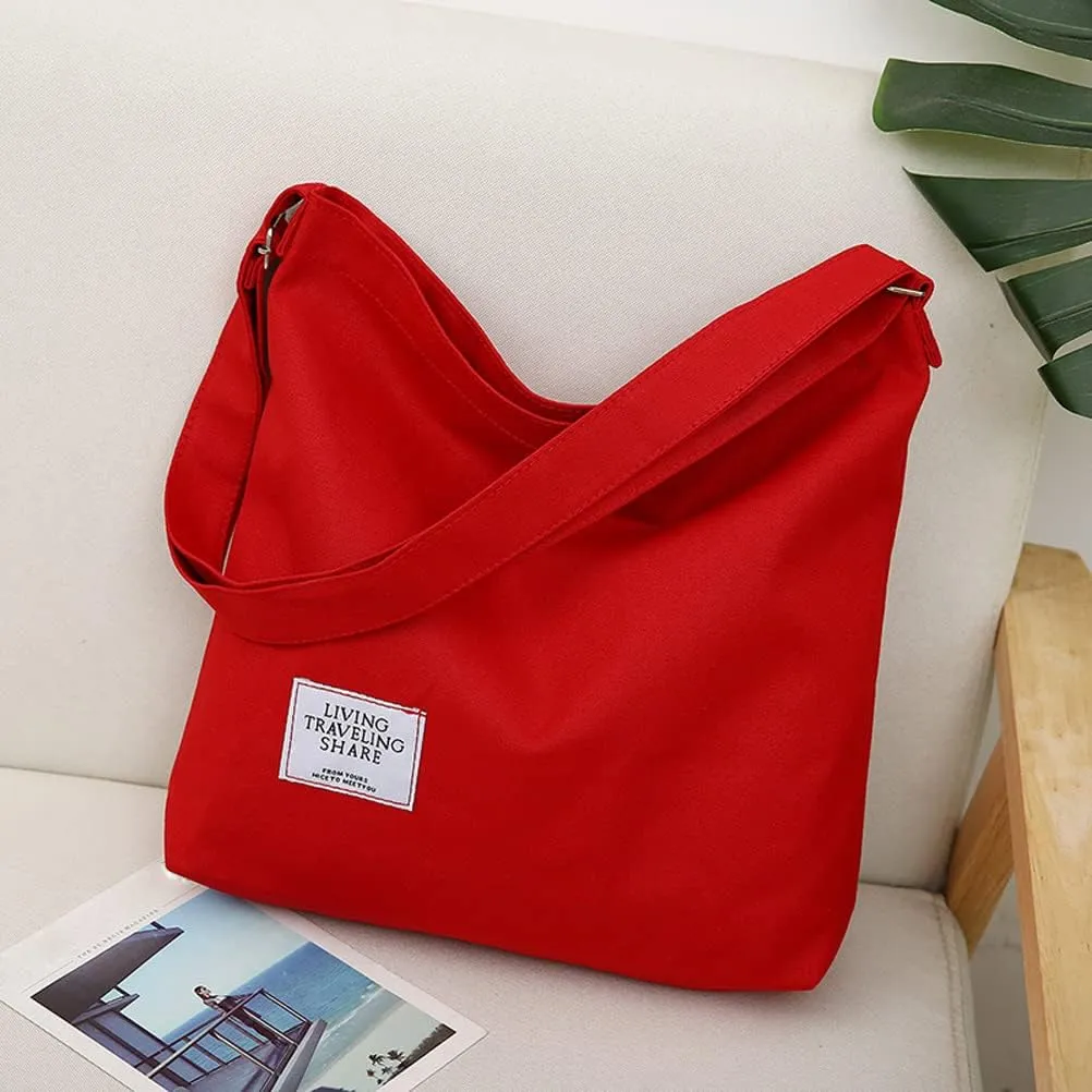 Covelin Women's Retro Large Size Canvas Shoulder Bag Hobo Crossbody Handbag Casual Tote