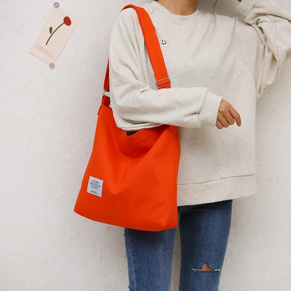 Covelin Women's Retro Large Size Canvas Shoulder Bag Hobo Crossbody Handbag Casual Tote