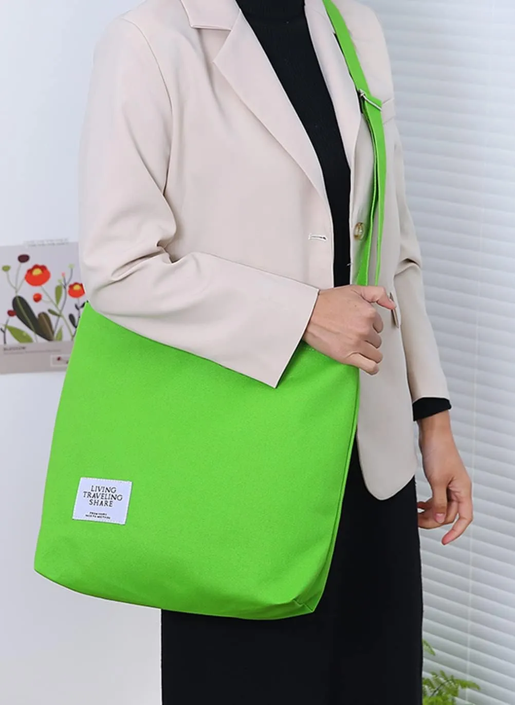 Covelin Women's Retro Large Size Canvas Shoulder Bag Hobo Crossbody Handbag Casual Tote