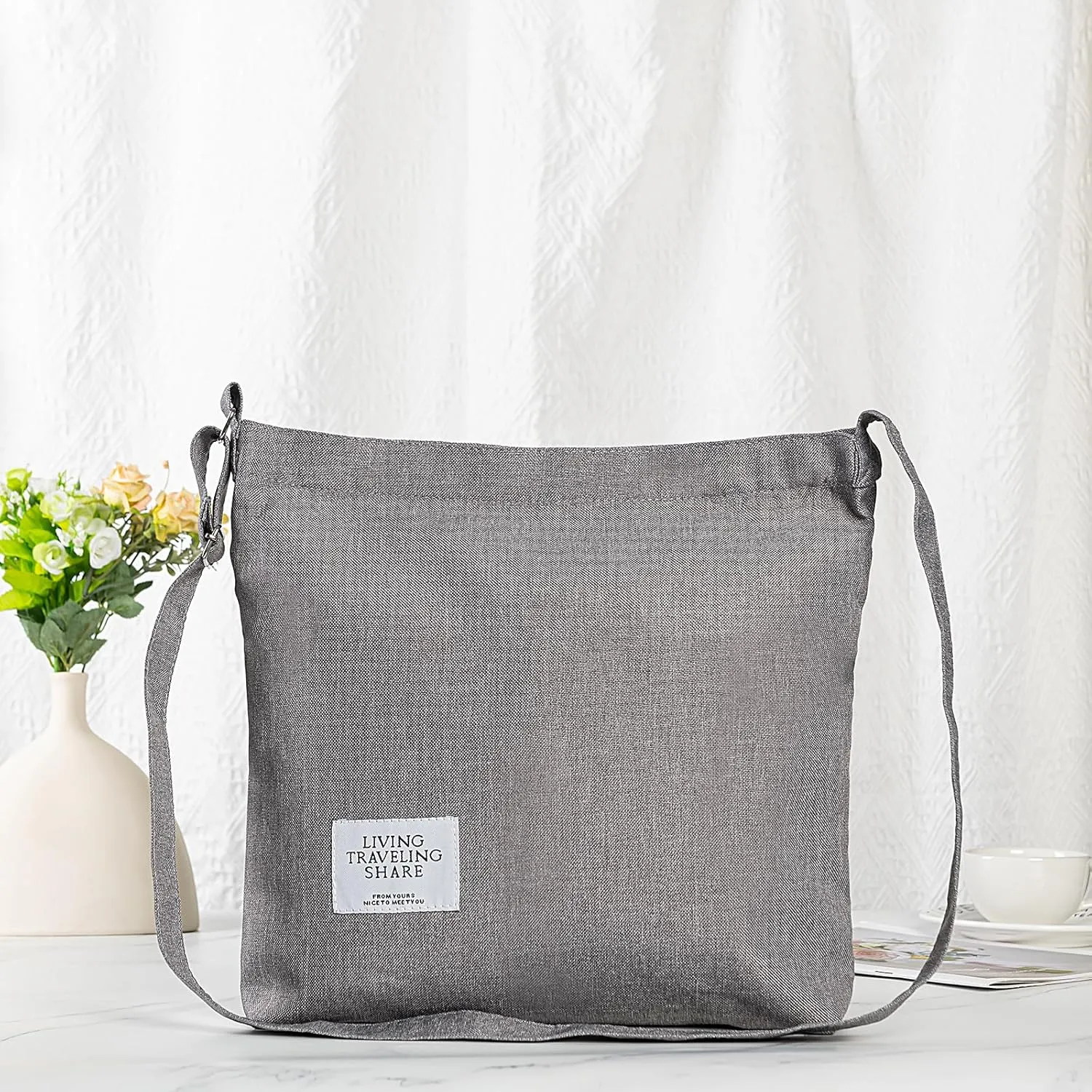Covelin Women's Retro Large Size Canvas Shoulder Bag Hobo Crossbody Handbag Casual Tote
