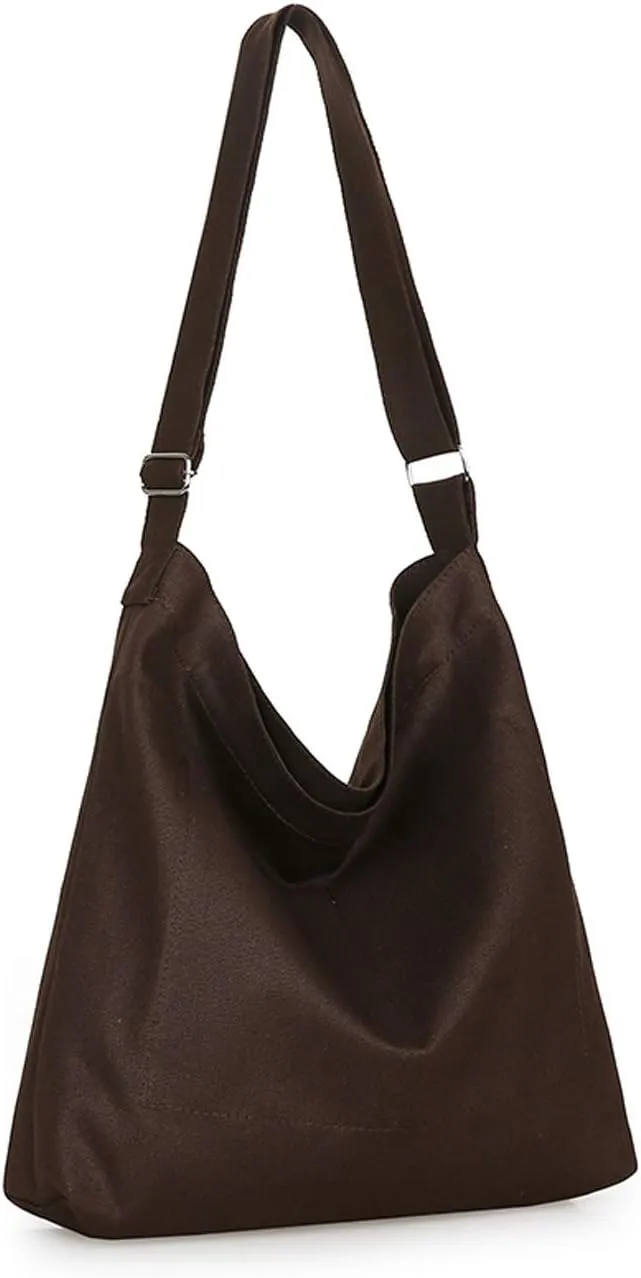 Covelin Women's Retro Large Size Canvas Shoulder Bag Hobo Crossbody Handbag Casual Tote