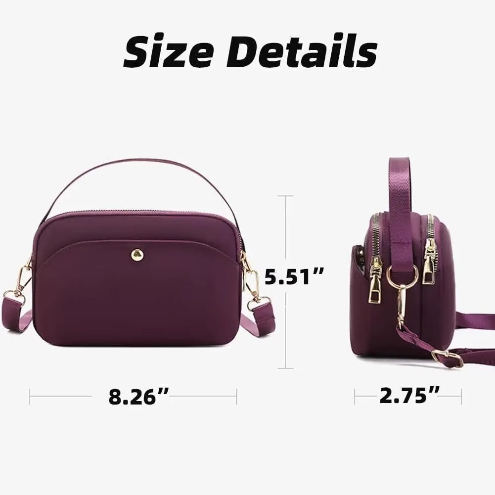 Crossbody Bag for Women Nylon Waterproof Shoulder Purse Small Travel Messenger Satchel Ladies Lightweight Handbag