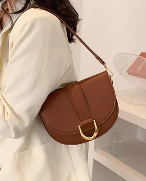 Crossbody Bag for Women Small Saddle Purse Vegan Leather Shoulder Bag Underarm Bag Retro Satchel Simple Handbag
