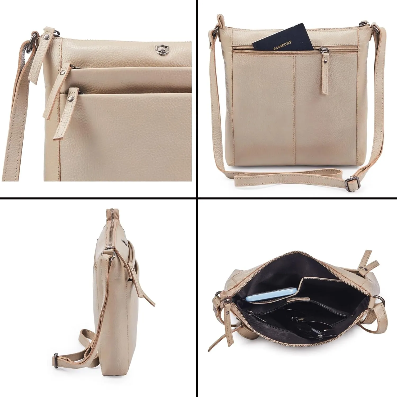 Crossbody Bag for Women Trendy Real Leather Purse Small Soft Pebbled Handbags Crossover Shoulder Pocketbook