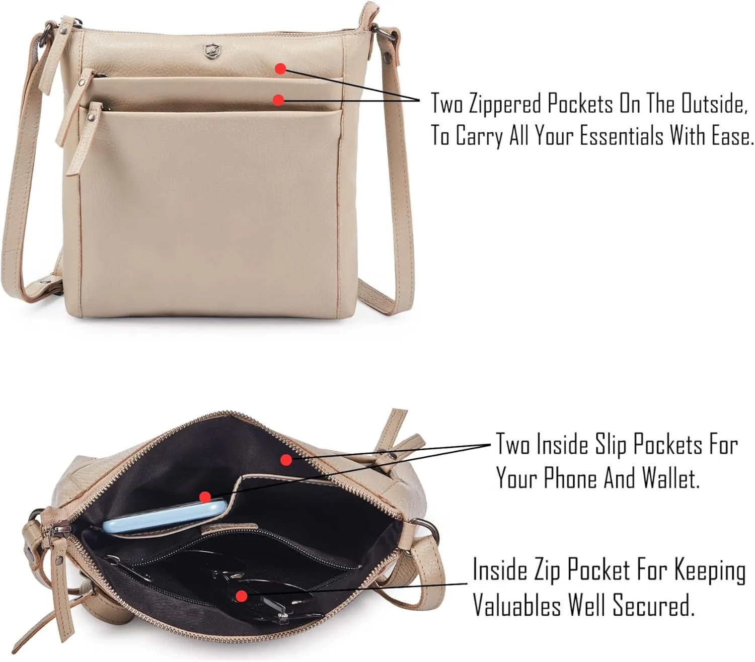 Crossbody Bag for Women Trendy Real Leather Purse Small Soft Pebbled Handbags Crossover Shoulder Pocketbook
