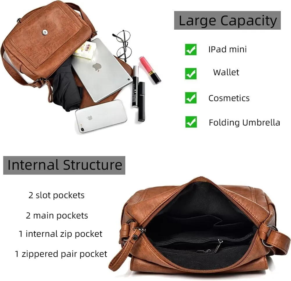 Crossbody Bag for Women Vintage Shoulder Purse Designer Tote Bag Soft Leather Top Handle Satchel Purse Hobo Handbag