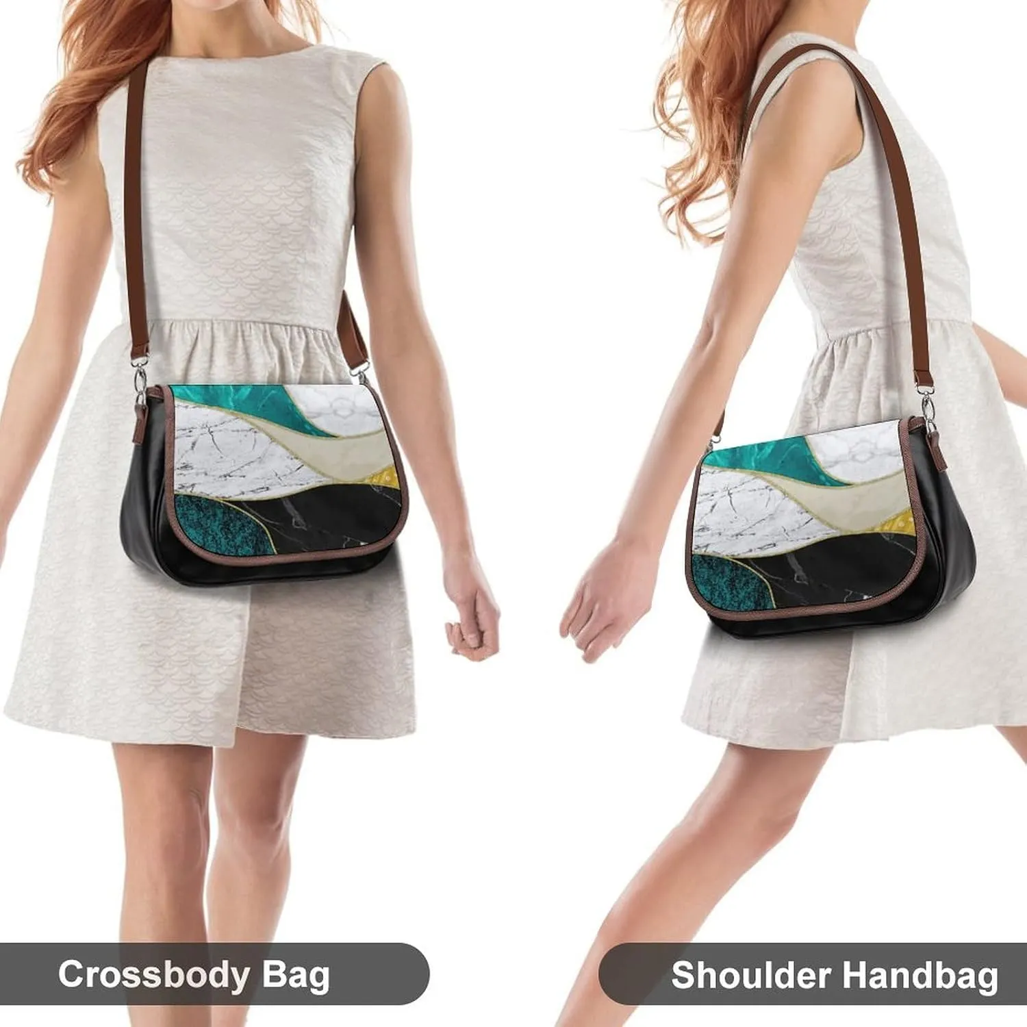 Crossbody Bag PU Leather Small Satchel, Stylish Waterproof Shoulder Handbag with Adjustable Strap for Women